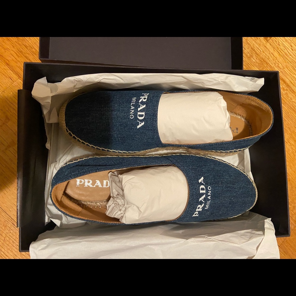 Prada Denim Platform Espadrille